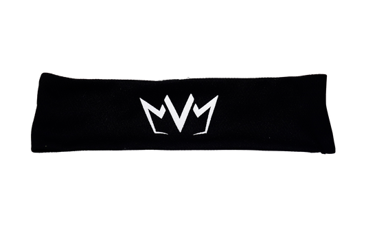 The front of the MVM Cooling Headband with the MVM Crown in the middle.