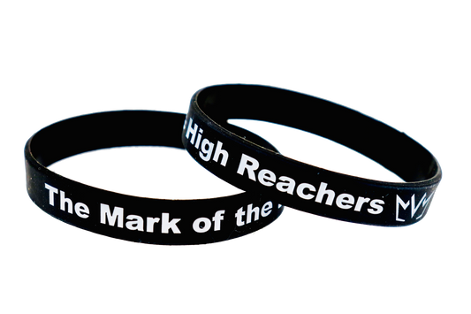 The Mark of the High Reachers Silicone Wristband in black.