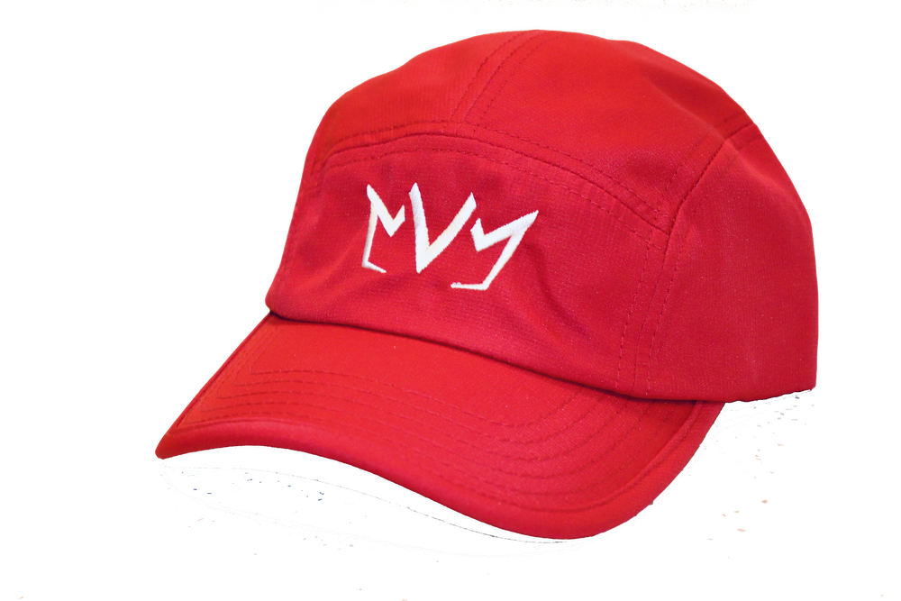 Frontside view of The Casual Runner Performance Cap in red.